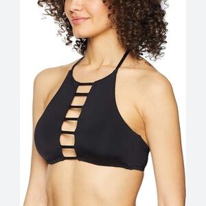 L&B Black Strappy Ladder Bandeau Swimsuit Bikini Top